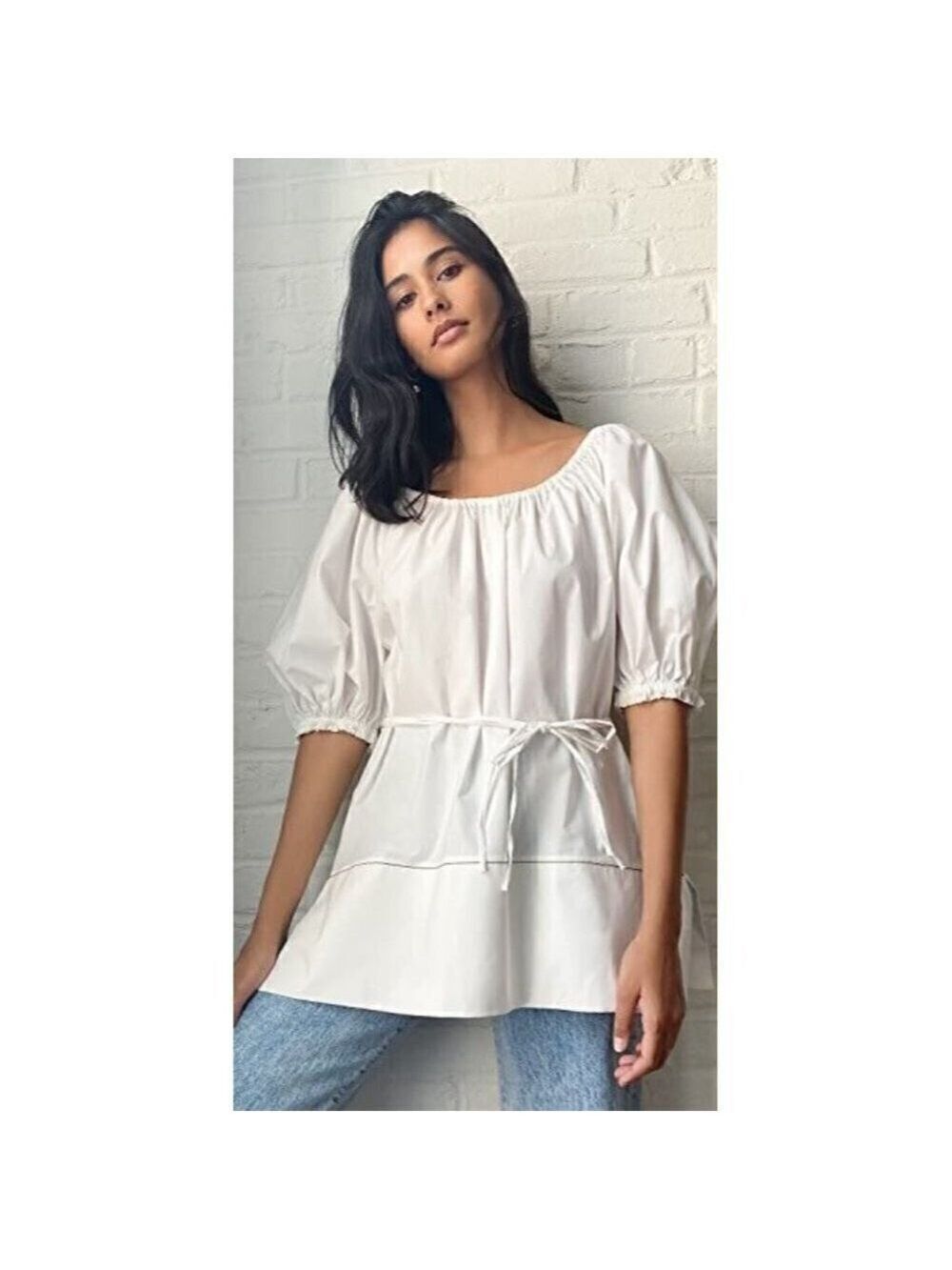 PROENZA Schouler Women BNWOT White Puff Sleeve Poplin Top New White Label